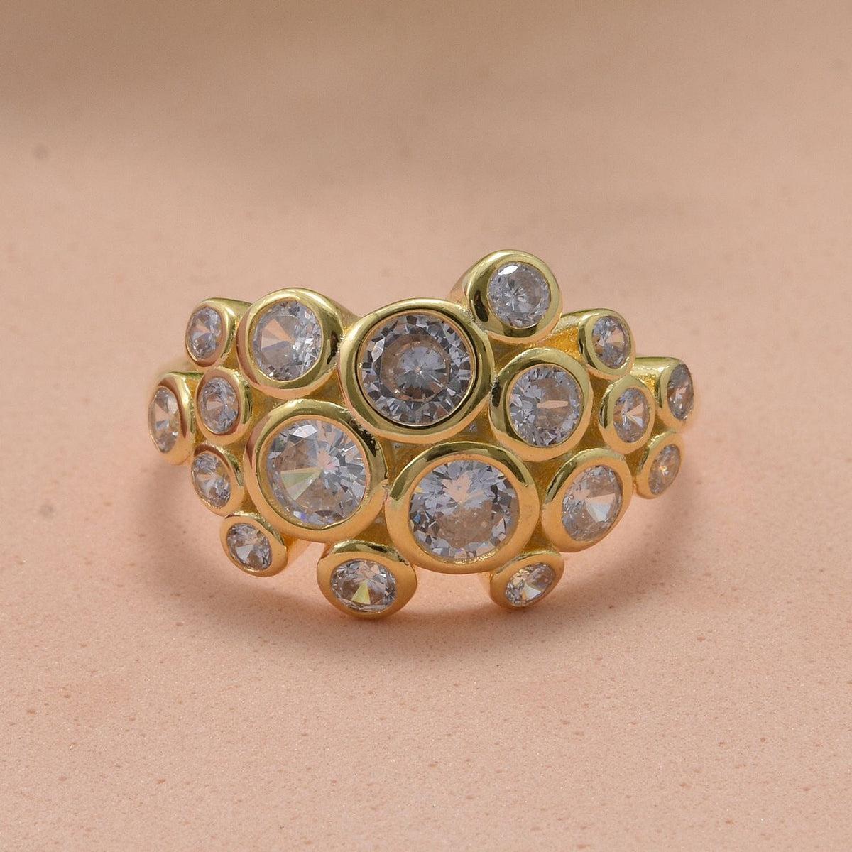 White Cubic Zirconia Bubble Ring in 18K Yellow Gold Plated Sterling Silver 3.11 ct 7950309 2