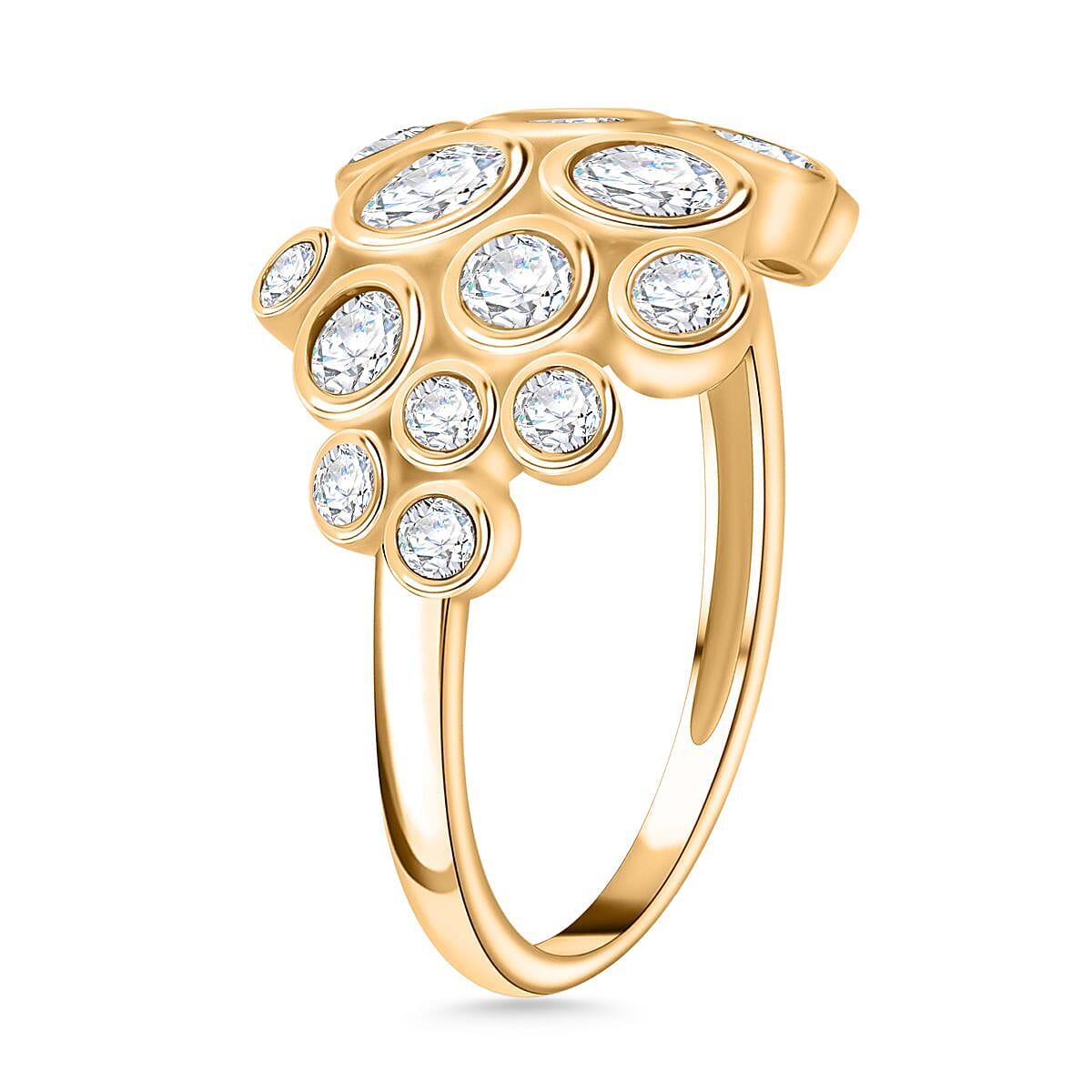 White Cubic Zirconia Bubble Ring in 18K Yellow Gold Plated Sterling Silver 3.11 ct 7950309 8