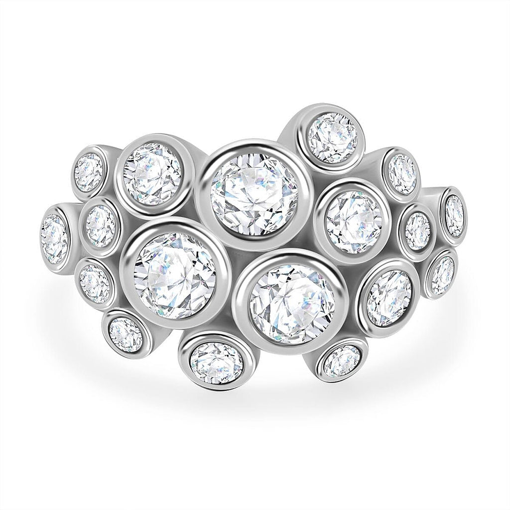 White Cubic Zirconia Ring in Rhodium Overlay Sterling Silver 3.11 Ct.