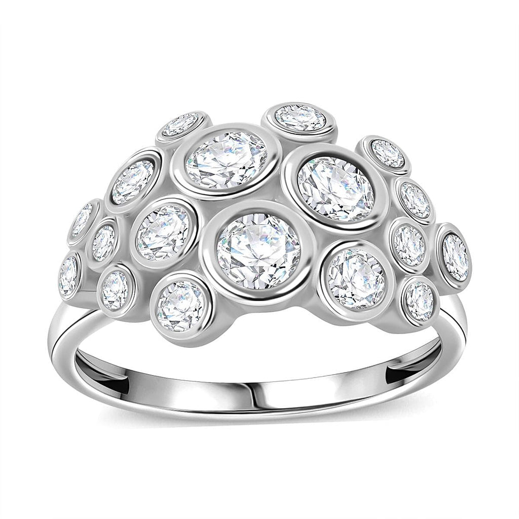 White Cubic Zirconia Ring in Rhodium Overlay Sterling Silver 3.11 Ct.