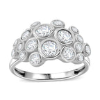 White Cubic Zirconia Ring in Rhodium Overlay Sterling Silver 3.11 Ct.