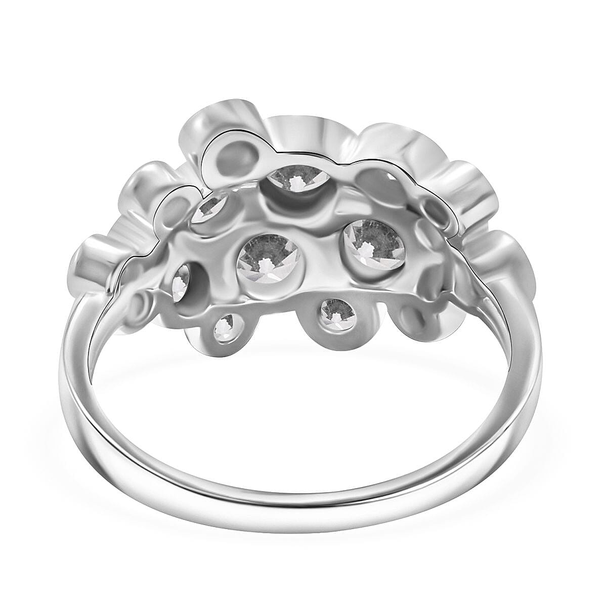White Cubic Zirconia Bubble Ring in Rhodium Overlay Sterling Silver 3.11 ct 7950272 10
