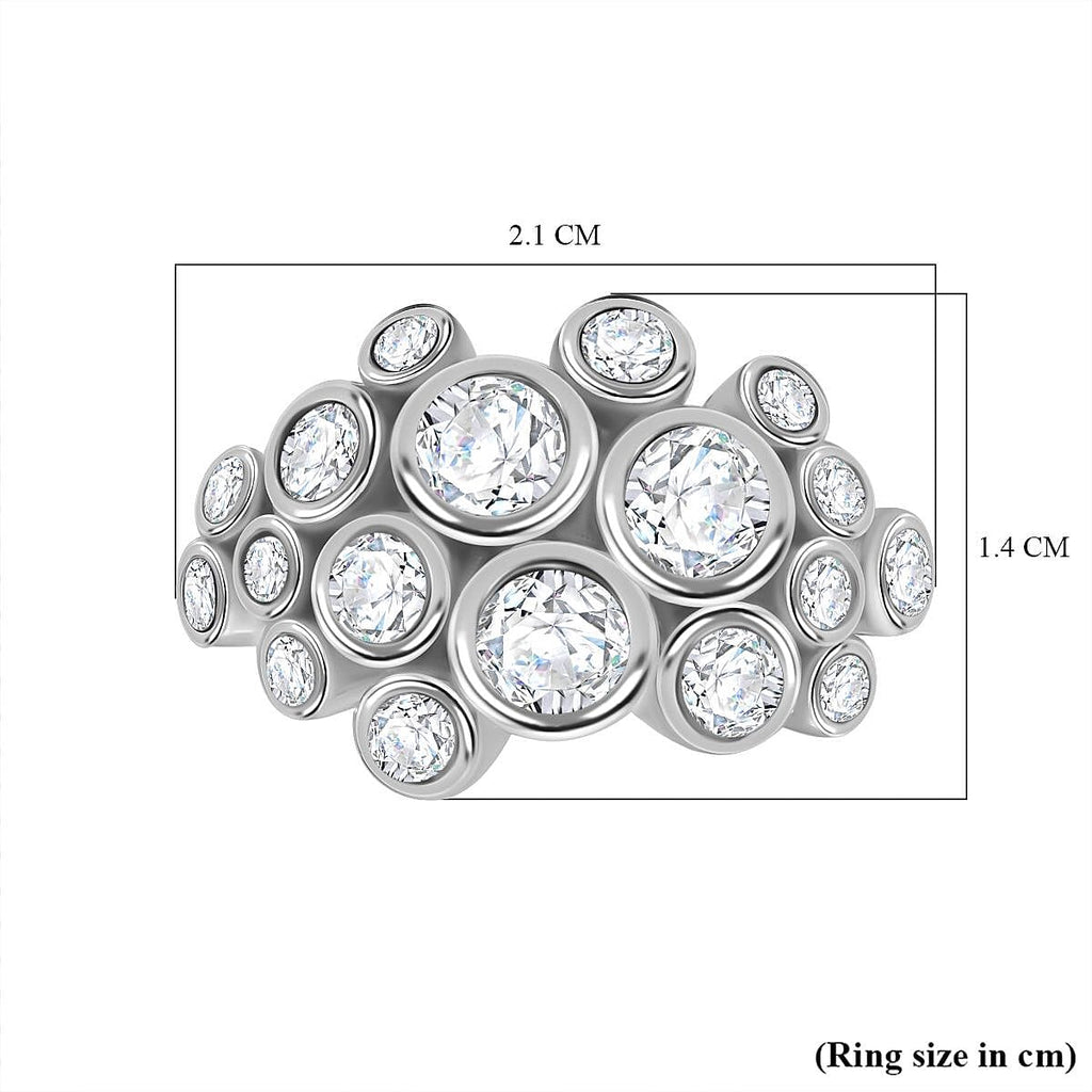 White Cubic Zirconia Ring in Rhodium Overlay Sterling Silver 3.11 Ct.