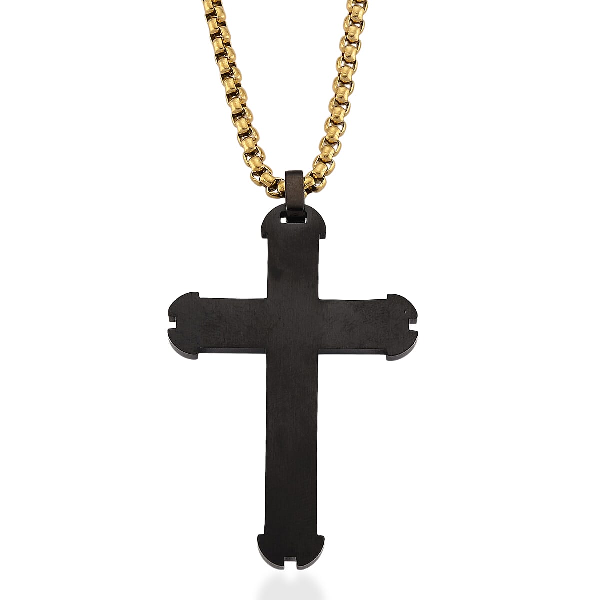 White Cubic Zirconia Cross Necklace (Size - 24 - 2 Ext) in Dual Colour Tone 8250021 9