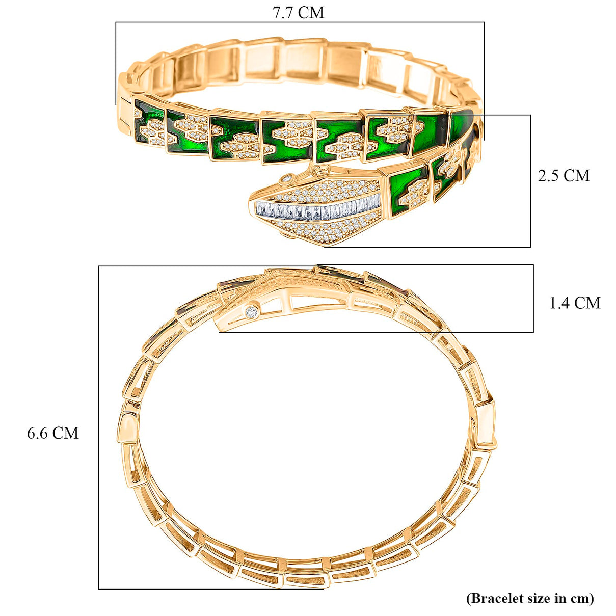 Designer Inspired- White Cubic Zirconia Cuff Bangle (Size - 7.5) 8309191 5