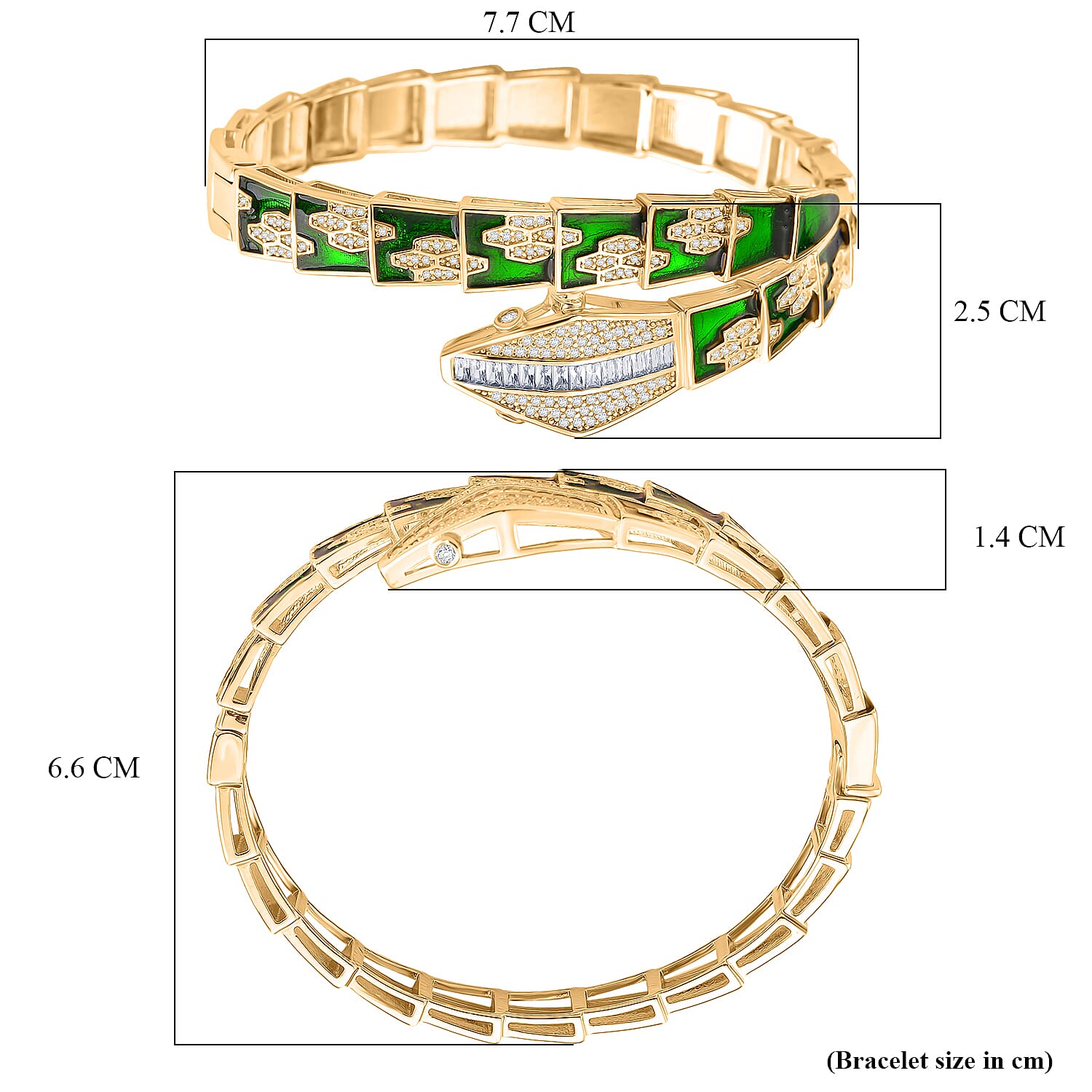 Designer Inspired- White Cubic Zirconia Cuff Bangle (Size - 7.5) 8309191 5