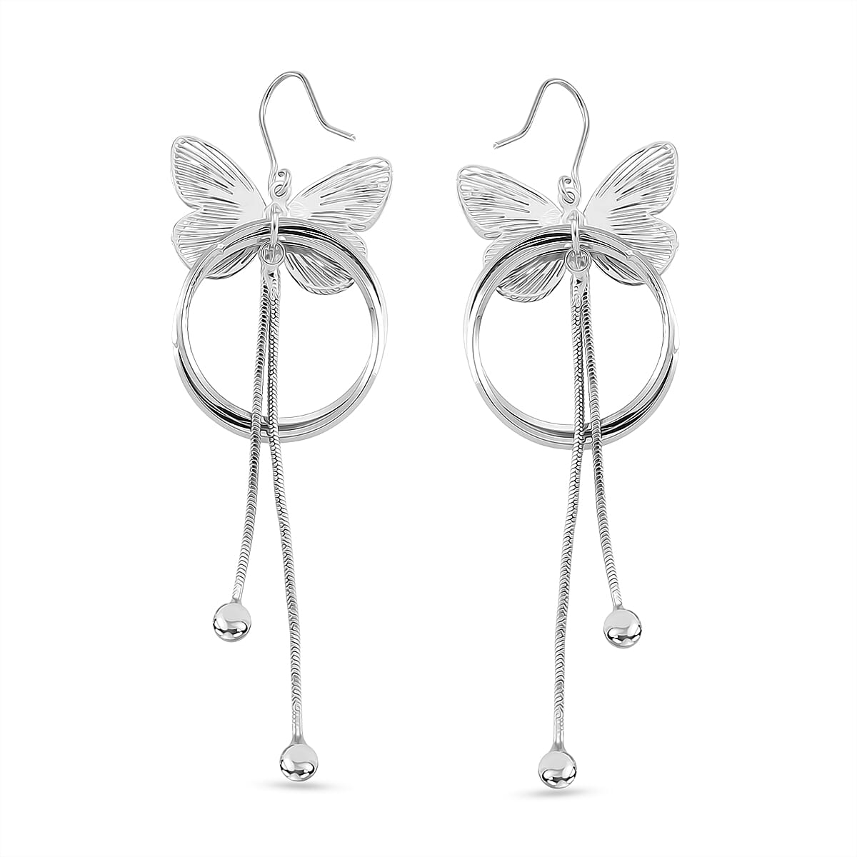 White Cubic Zirconia Dangling Earring with Hook in White Gold Plated V32639525 4