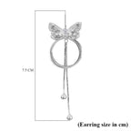 White Cubic Zirconia Dangling Earring with Hook in White Gold Plated
