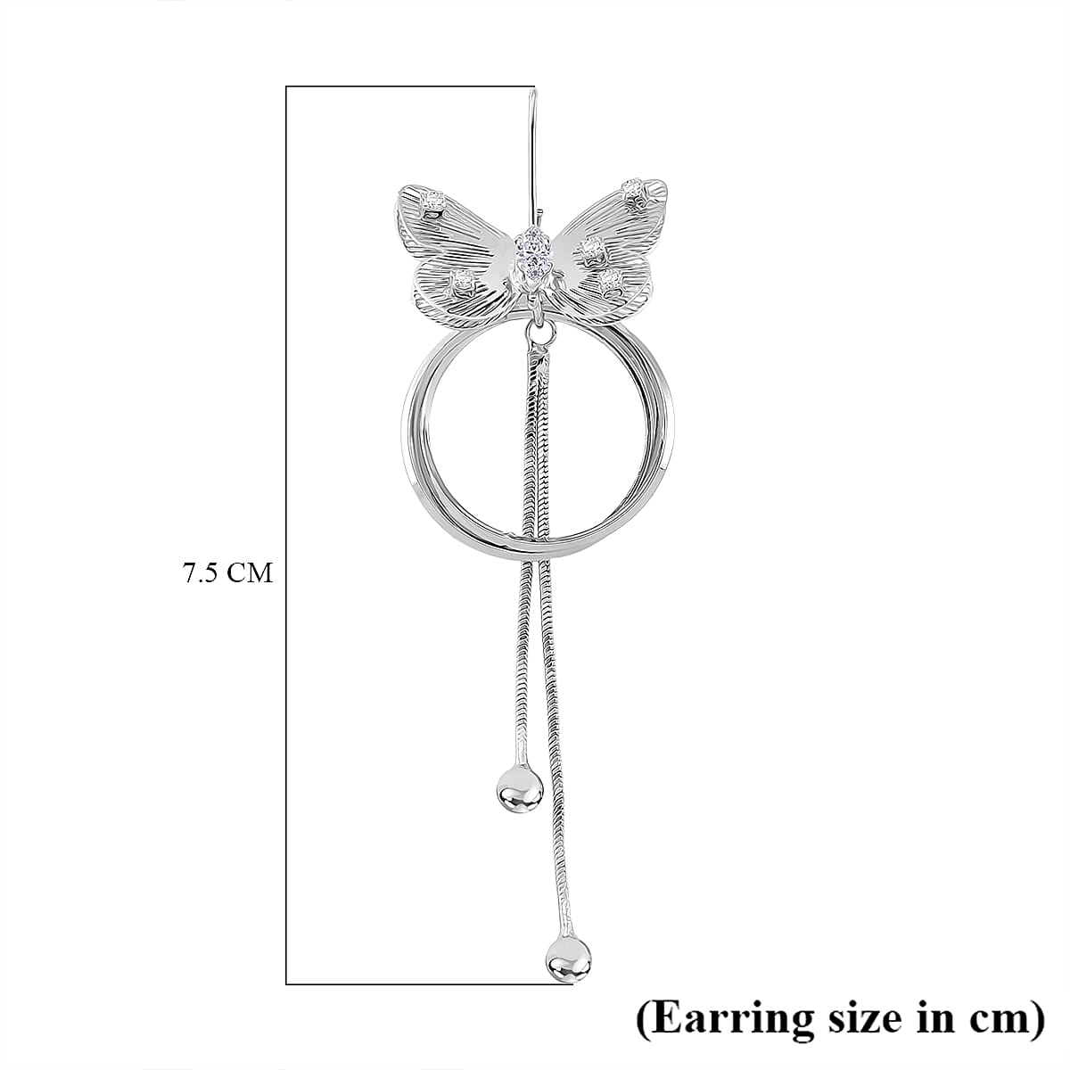 White Cubic Zirconia Dangling Earring with Hook in White Gold Plated V32639525 5