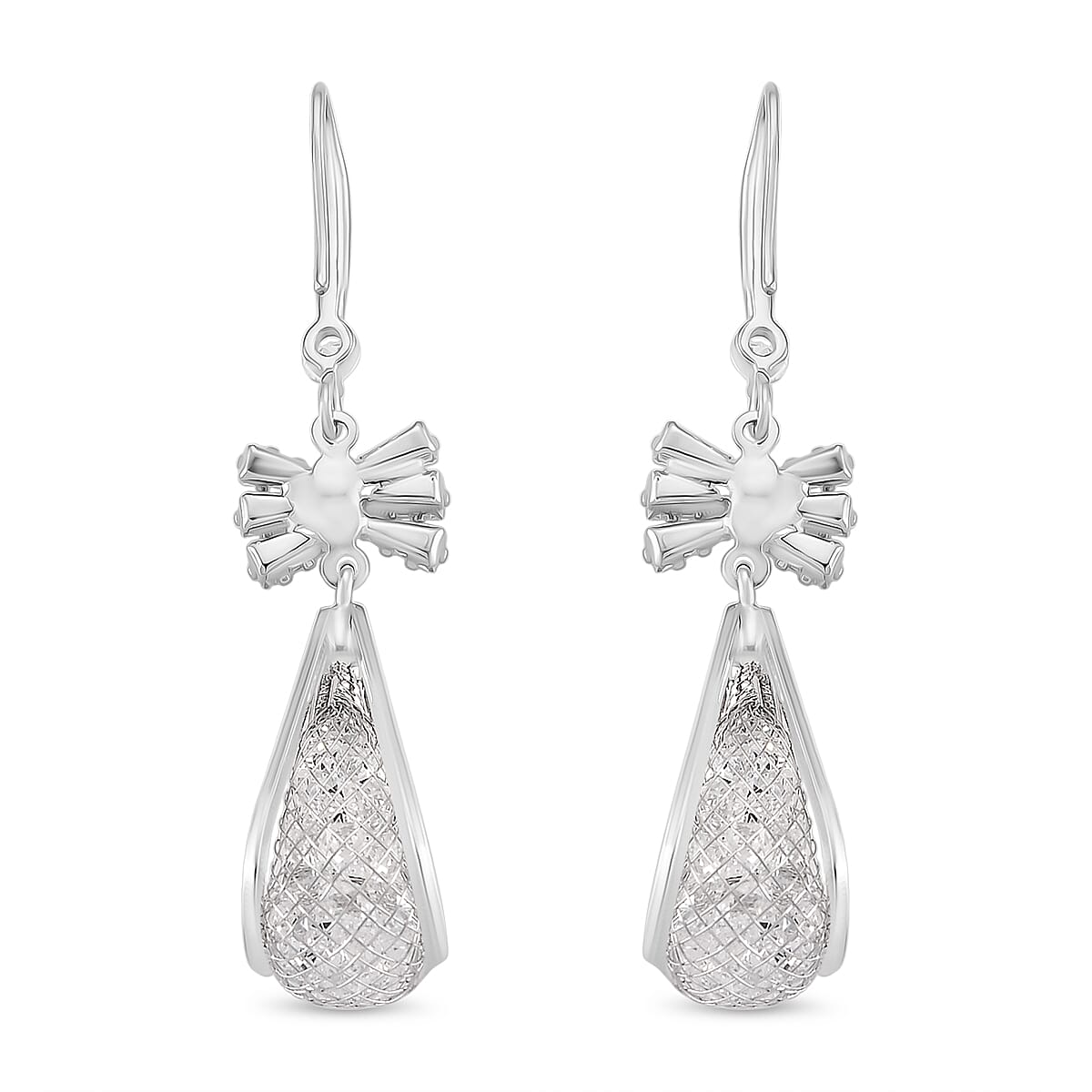 White Cubic Zirconia Dangling Earring with Hook in White Gold Plated 30.00 Ct. 8254454 4