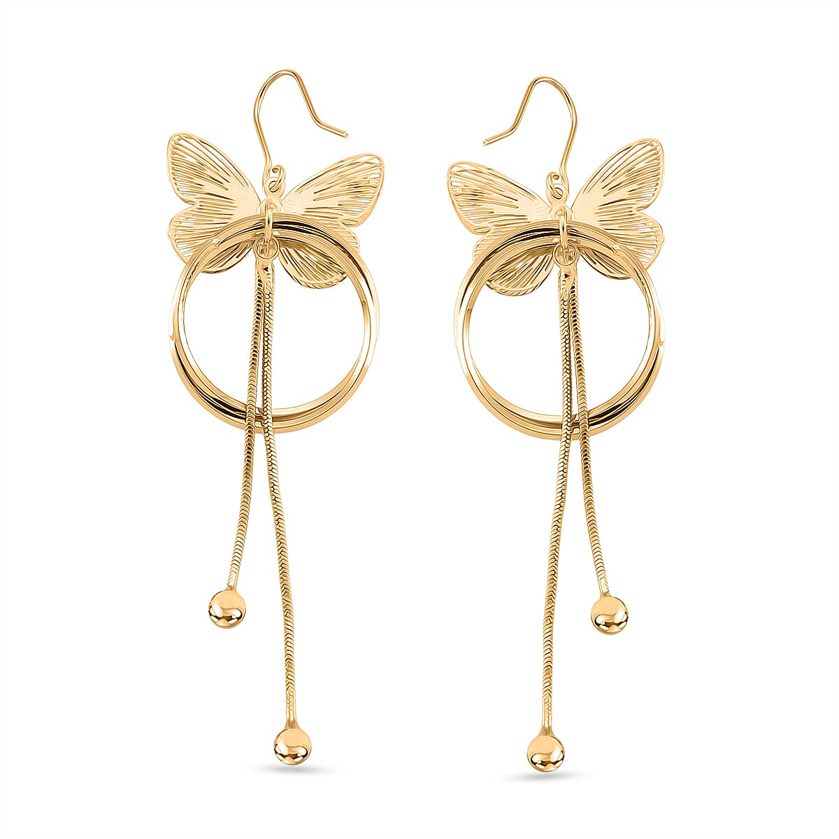 White Cubic Zirconia Dangling Earring with Hook in Yellow Gold Plated 8254453 3