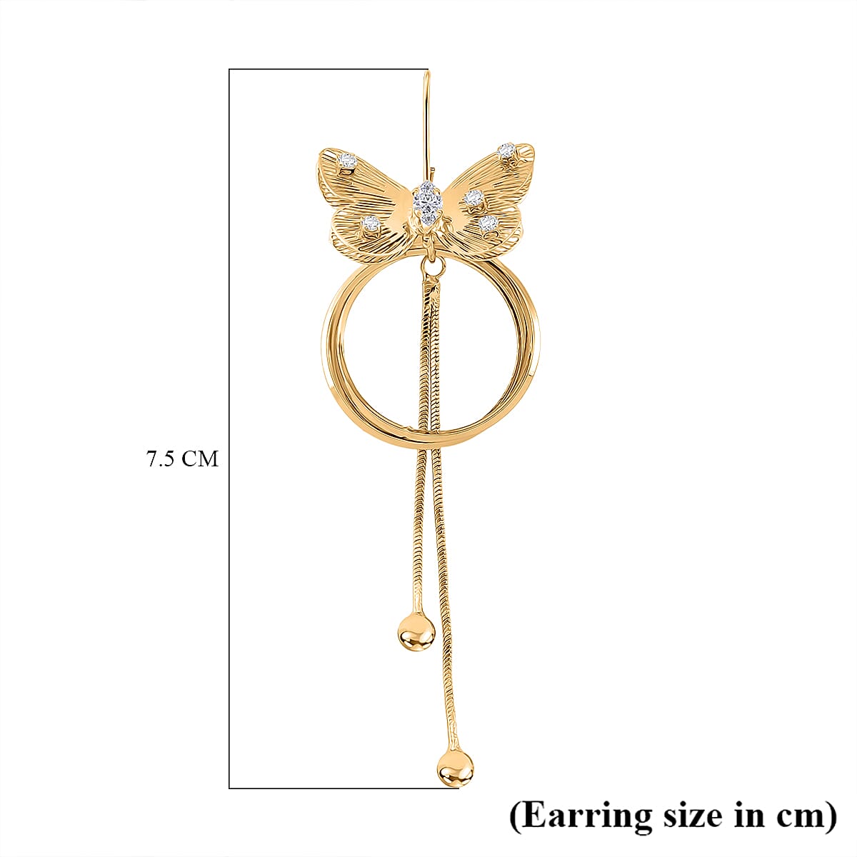 White Cubic Zirconia Dangling Earring with Hook in Yellow Gold Plated 8254453 4