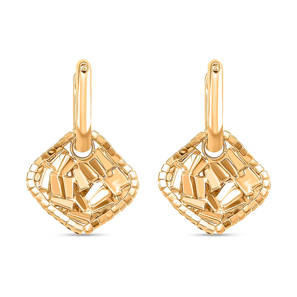 White Cubic Zirconia Dangling Earring Cum Pendent with Clasp in Yellow Gold Plated 6.00 Ct.