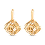 White Cubic Zirconia Dangling Earring Cum Pendent with Clasp in Yellow Gold Plated 6.00 Ct.