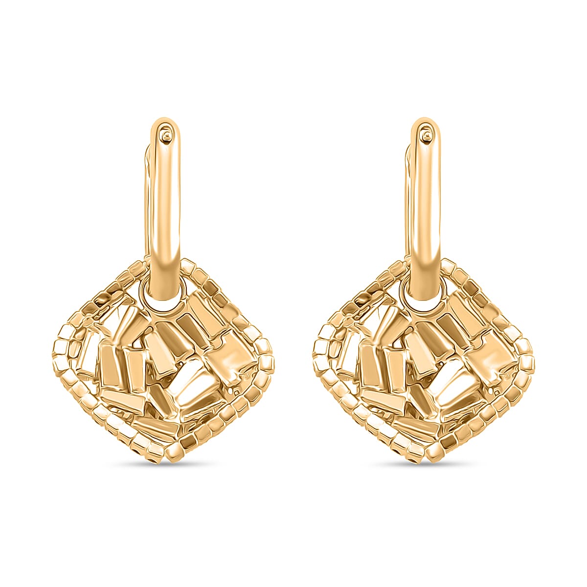 White Cubic Zirconia Dangling Earring Cum Pendent with Clasp in Yellow Gold Plated 6.00 Ct. 8254463 4