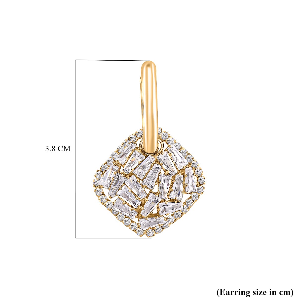 White Cubic Zirconia Dangling Earring Cum Pendent with Clasp in Yellow Gold Plated 6.00 Ct. 8254463 5