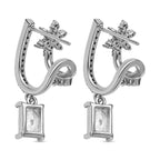 Simulated Diamond Double-Layered Floral Earrings in Silver Tone