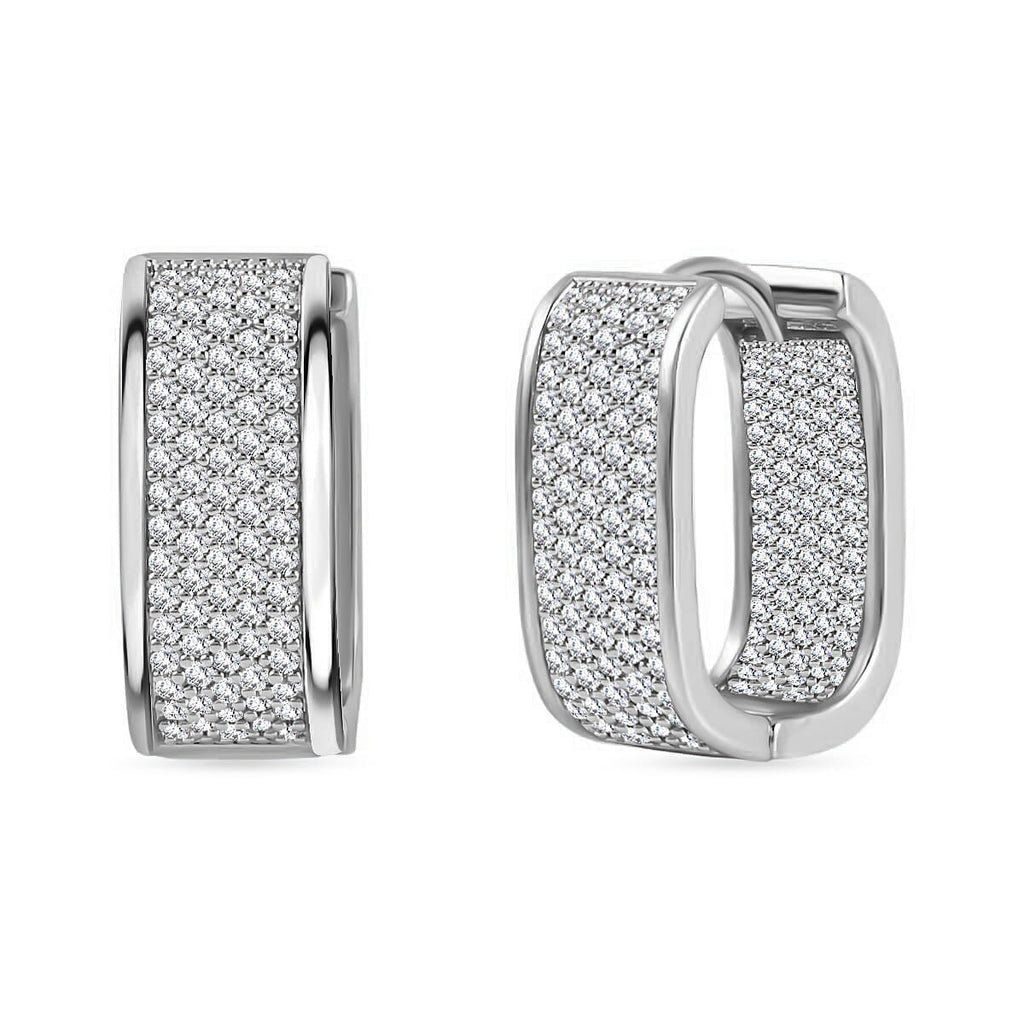 Designer Close Out -White Cubic Zirconia Hoop Earrings