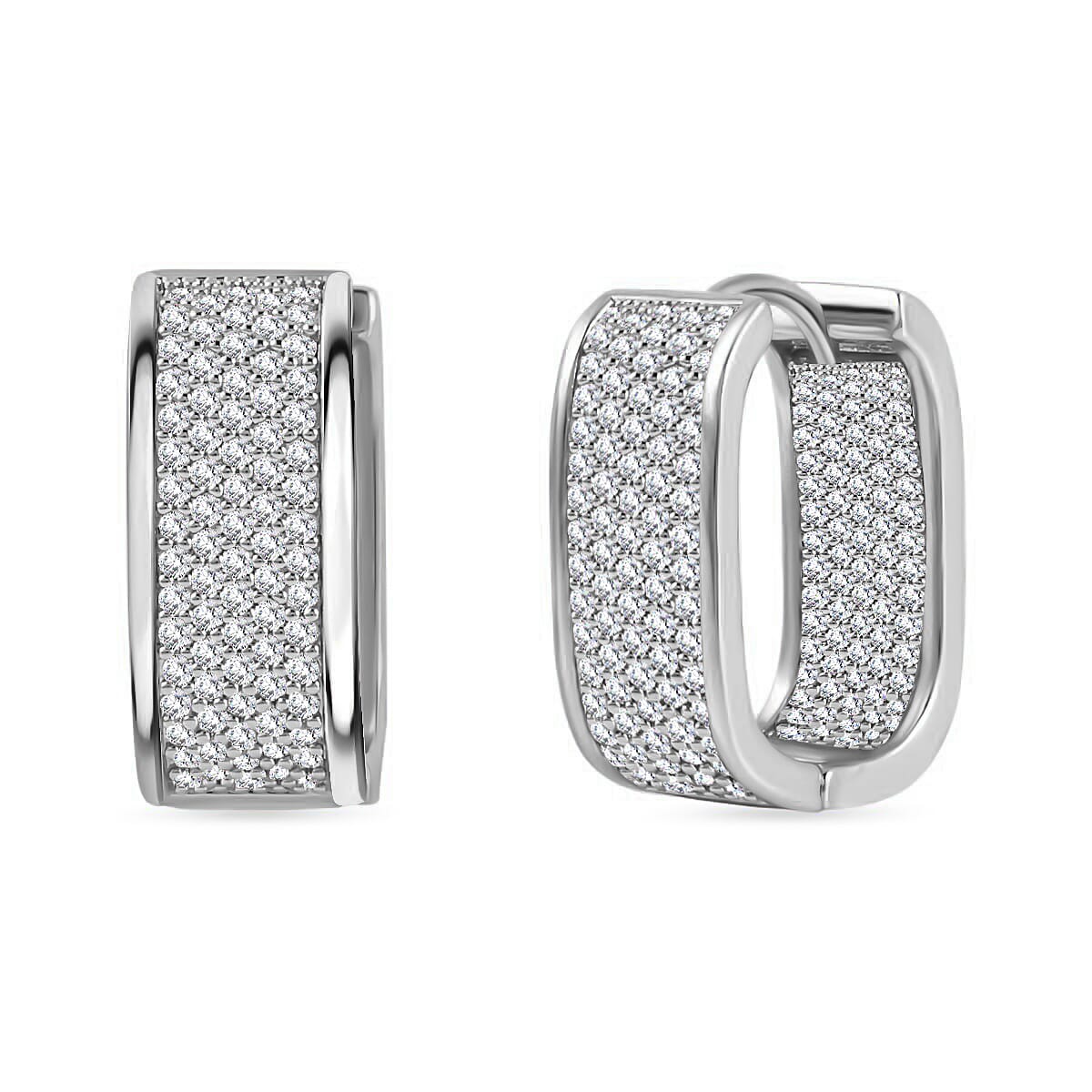 Designer Close Out -White Cubic Zirconia Inside Out Hoop Earrings 7778593 0