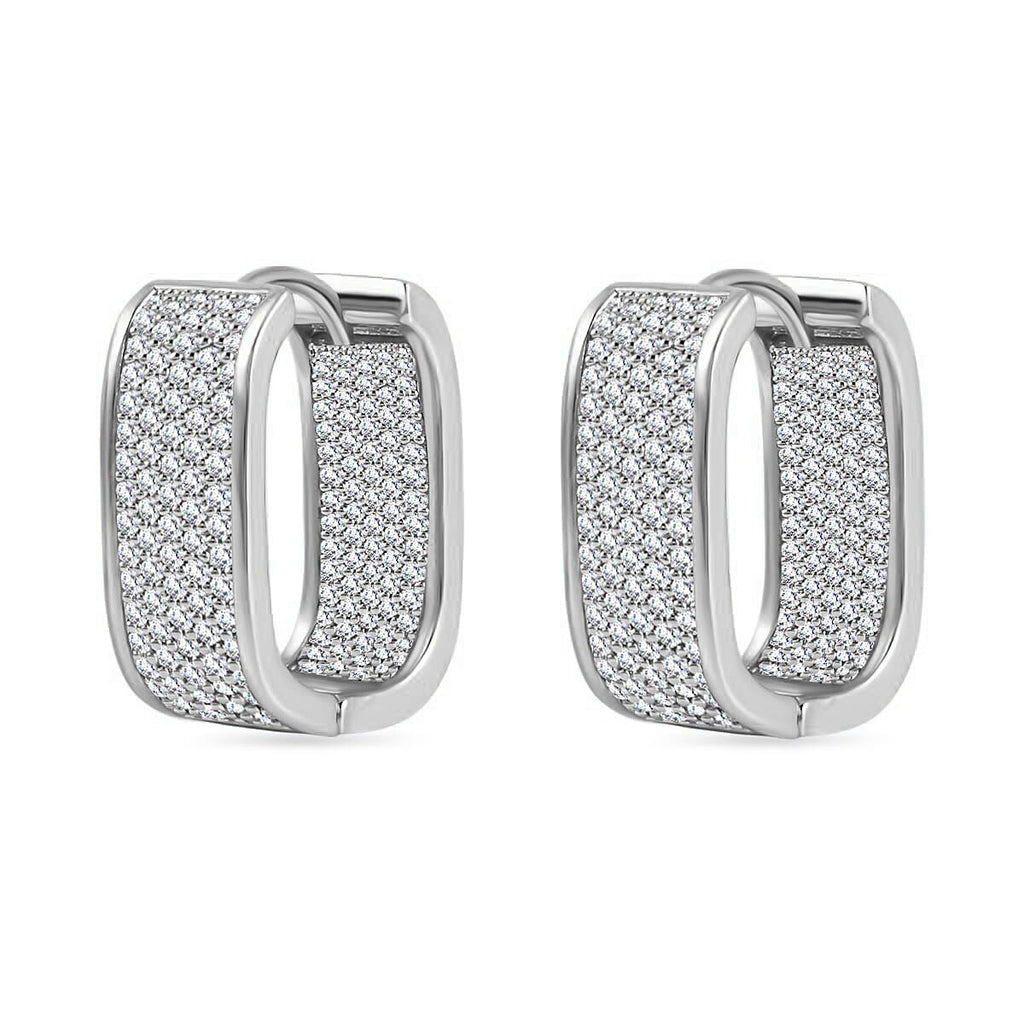 Designer Close Out -White Cubic Zirconia Hoop Earrings
