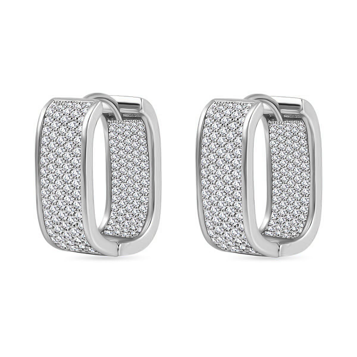 Designer Close Out -White Cubic Zirconia Inside Out Hoop Earrings 7778593 3