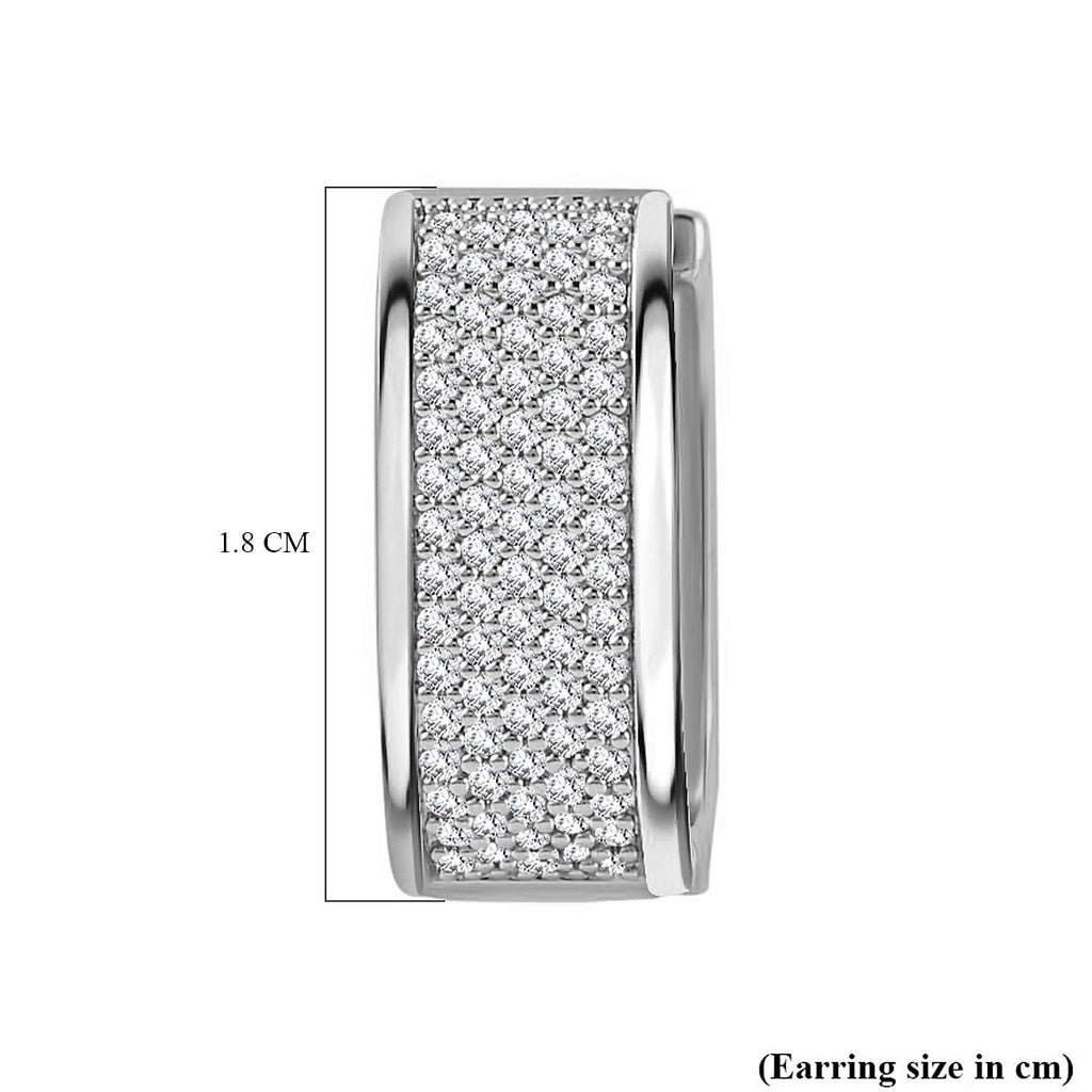 Designer Close Out -White Cubic Zirconia Hoop Earrings