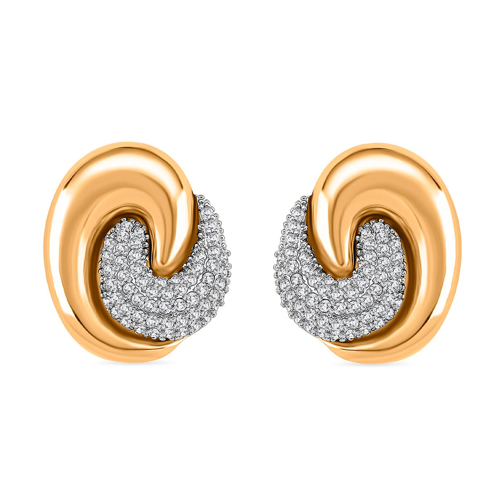 Designer Inspired- Two-Tone Swirl Stud Earring in Gold Plating