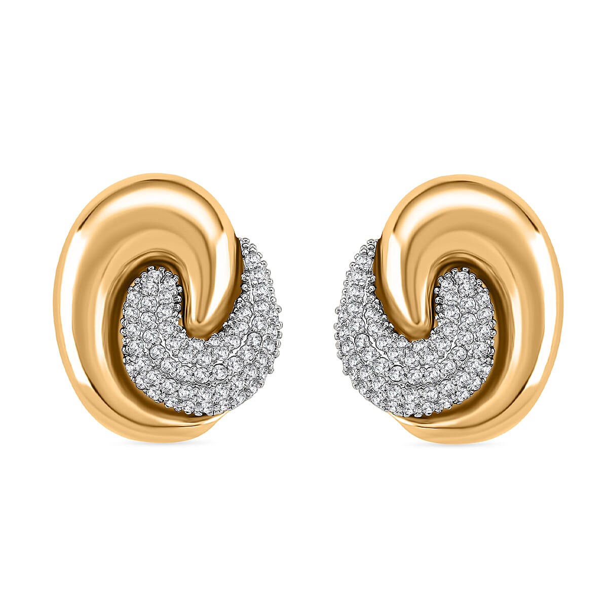 Designer Inspired- Two-Tone Swirl Stud Earring in Gold Plating 8212602 0
