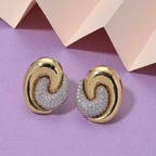 Designer Inspired- Two-Tone Swirl Stud Earring in Gold Plating