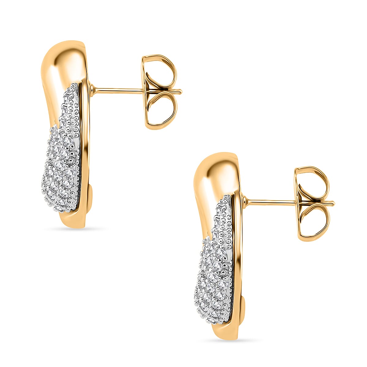 Designer Inspired- Two-Tone Swirl Stud Earring in Gold Plating 8212602 4