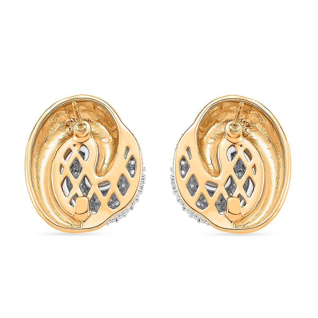 Designer Inspired- Two-Tone Swirl Stud Earring in Gold Plating