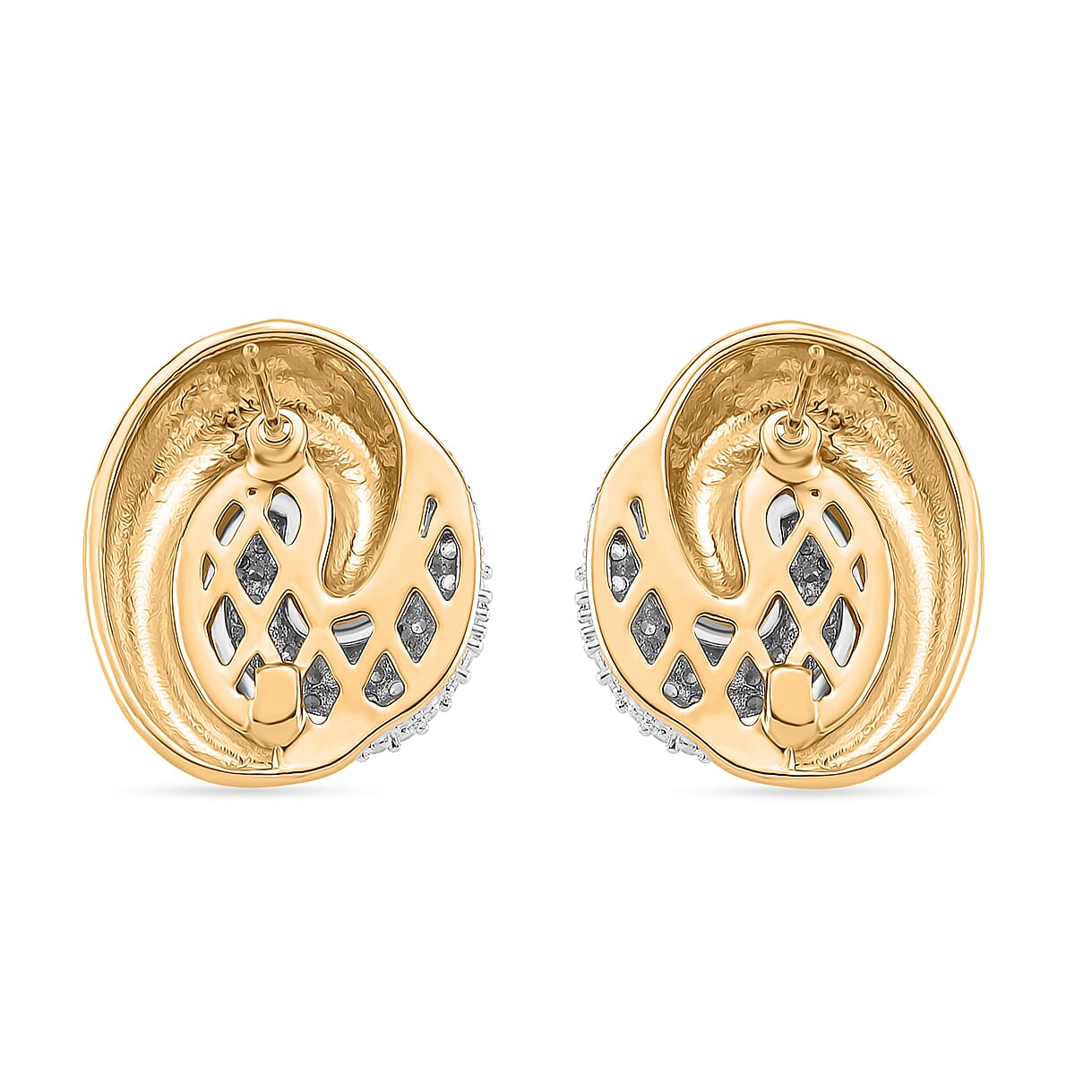 Designer Inspired- Two-Tone Swirl Stud Earring in Gold Plating 8212602 5