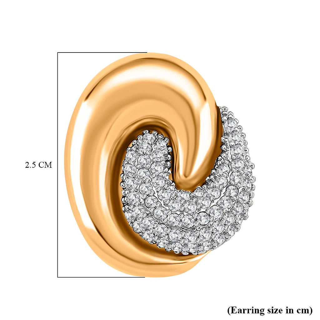 Designer Inspired- Two-Tone Swirl Stud Earring in Gold Plating