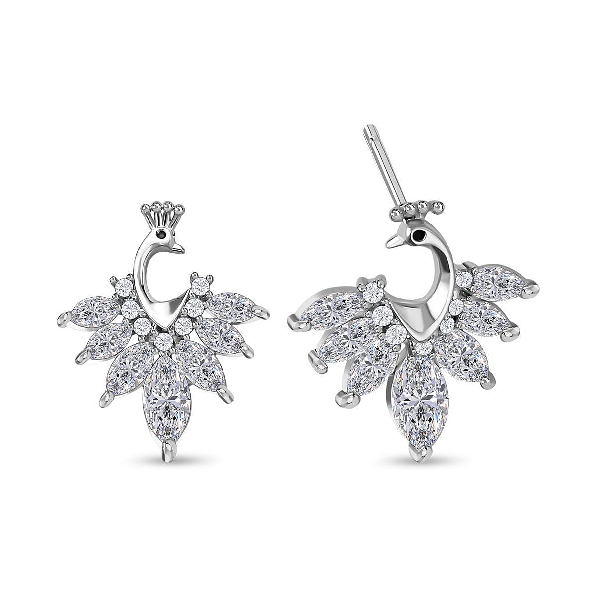 Simulated Diamond Earrings (With Push Back) in Silver Tone 7273231 0