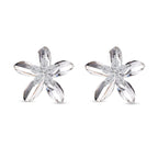 Simulated Diamond Floral Earrings in Silver Tone