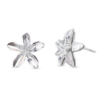 Simulated Diamond Floral Earrings in Silver Tone