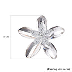 Simulated Diamond Floral Earrings in Silver Tone