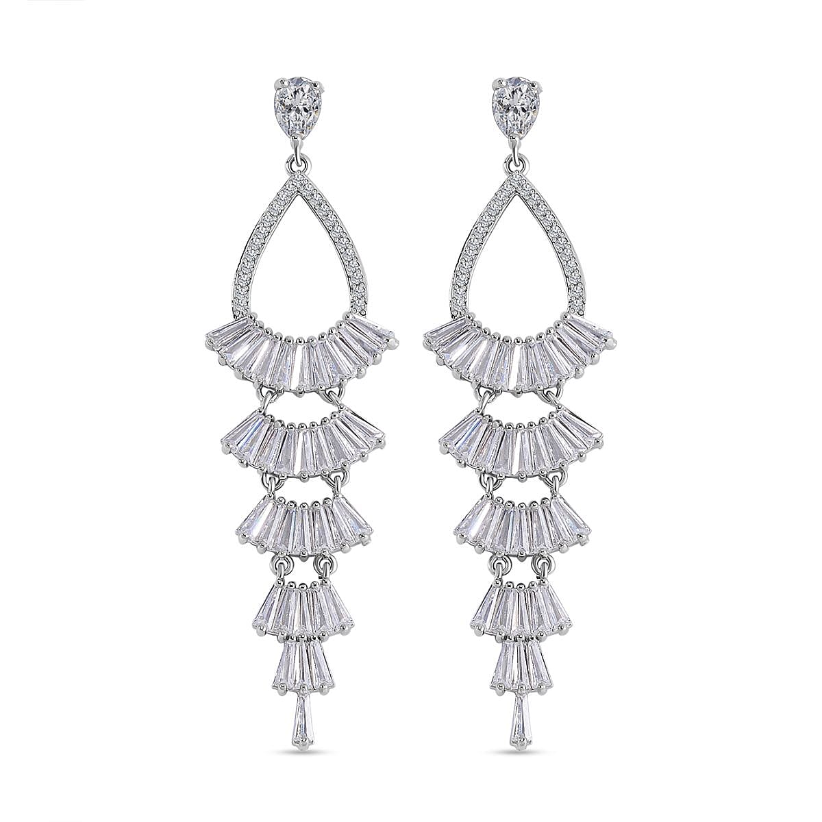 Cubic Zirconia Dangle Earrings in Silver Tone 7668216 0