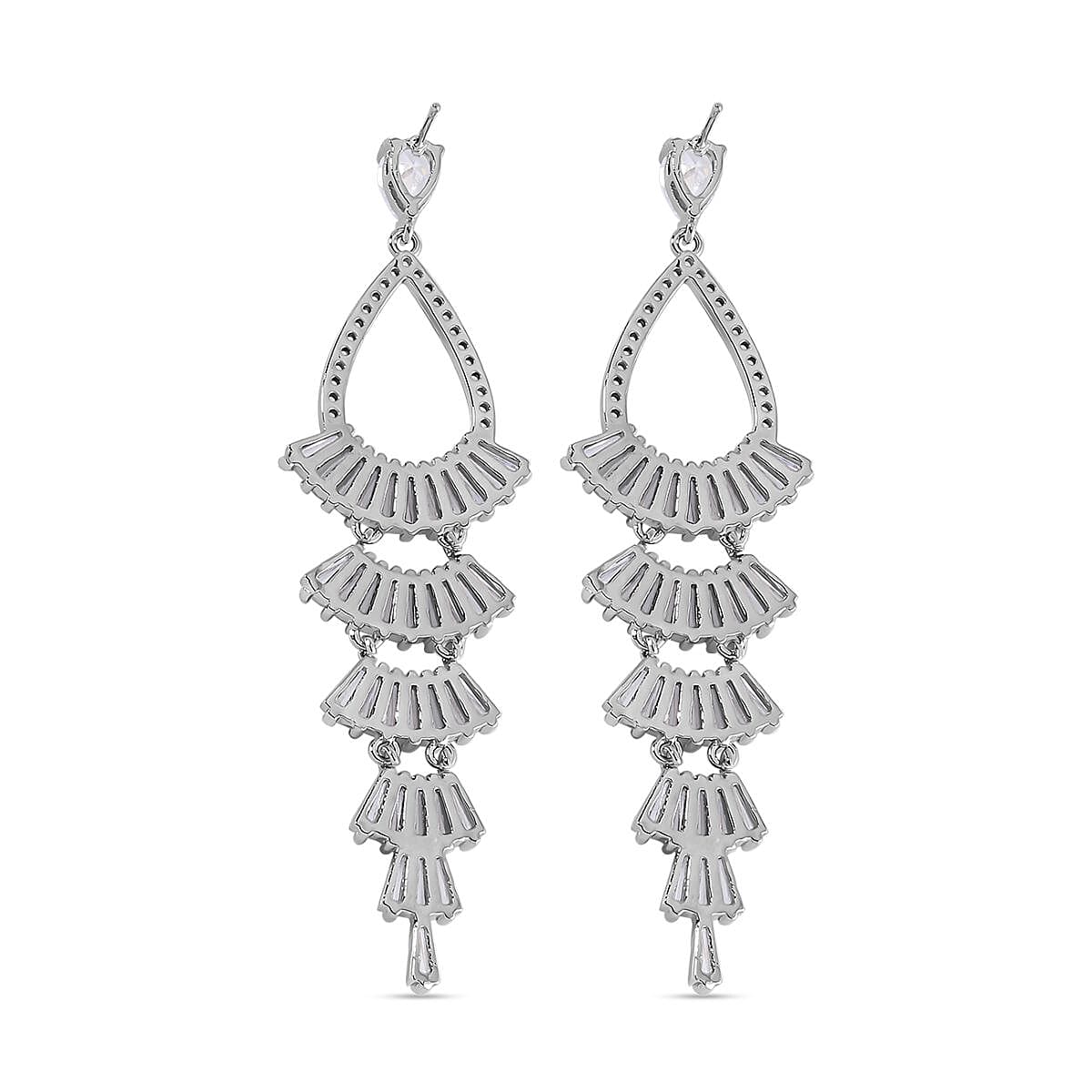 Cubic Zirconia Dangle Earrings in Silver Tone 7668216 3