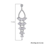 Cubic Zirconia Dangle Earrings in Silver Tone