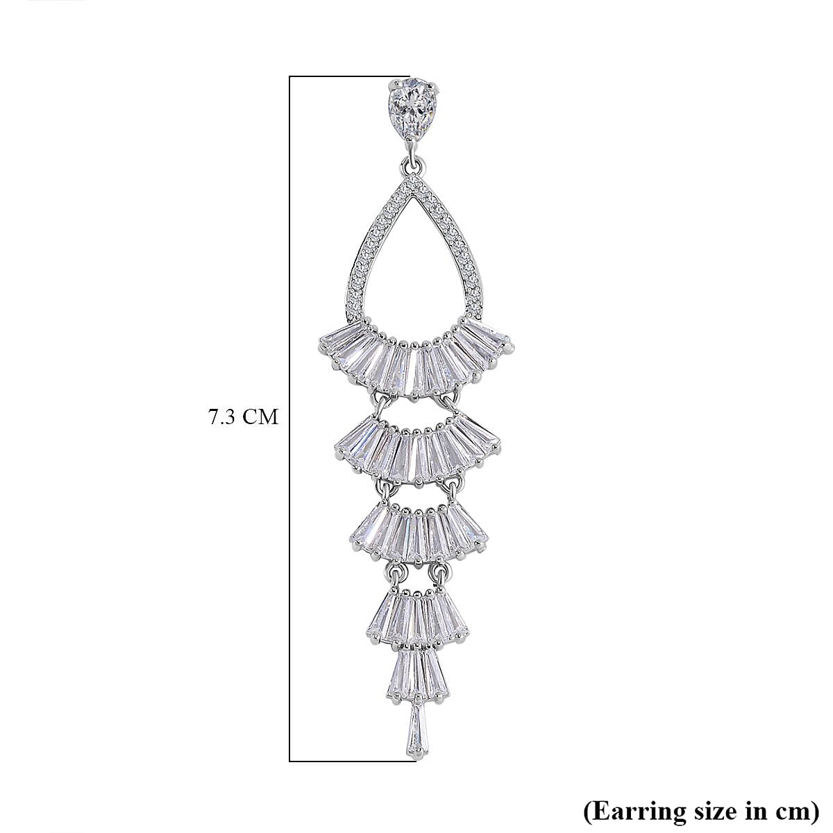 Cubic Zirconia Dangle Earrings in Silver Tone 7668216 5