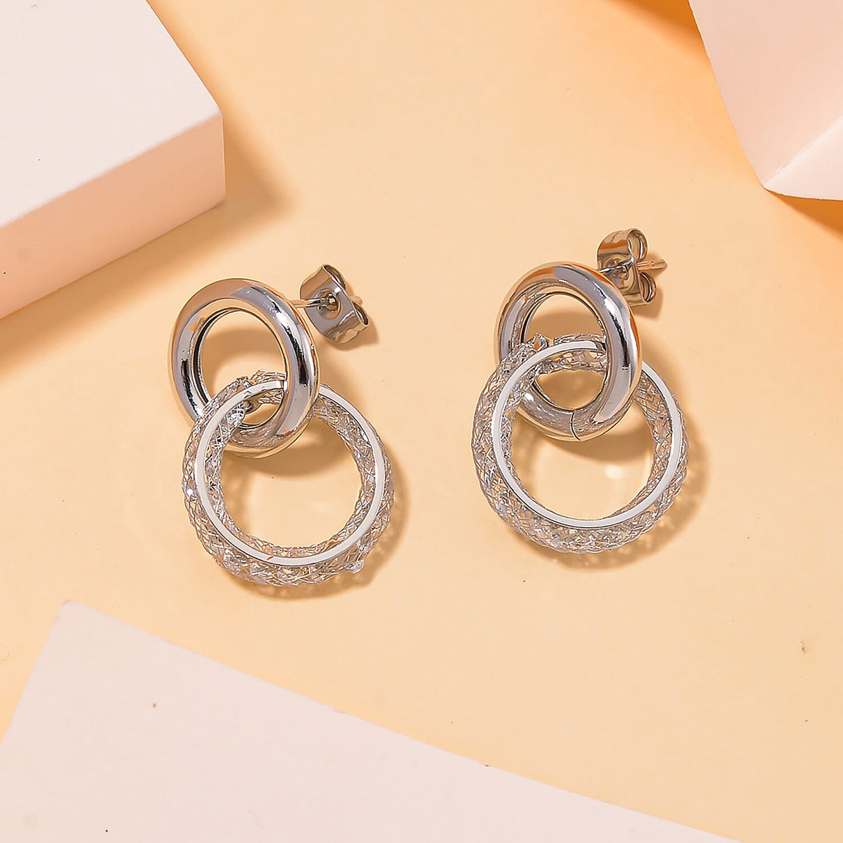 Designer Inspired- White CZ Drop Earrings in Silver Tone 7880330 1