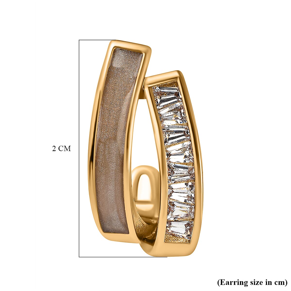 Simulated Diamond Double-Layered Shell Earrings in Yellow Gold Tone 7595113 5