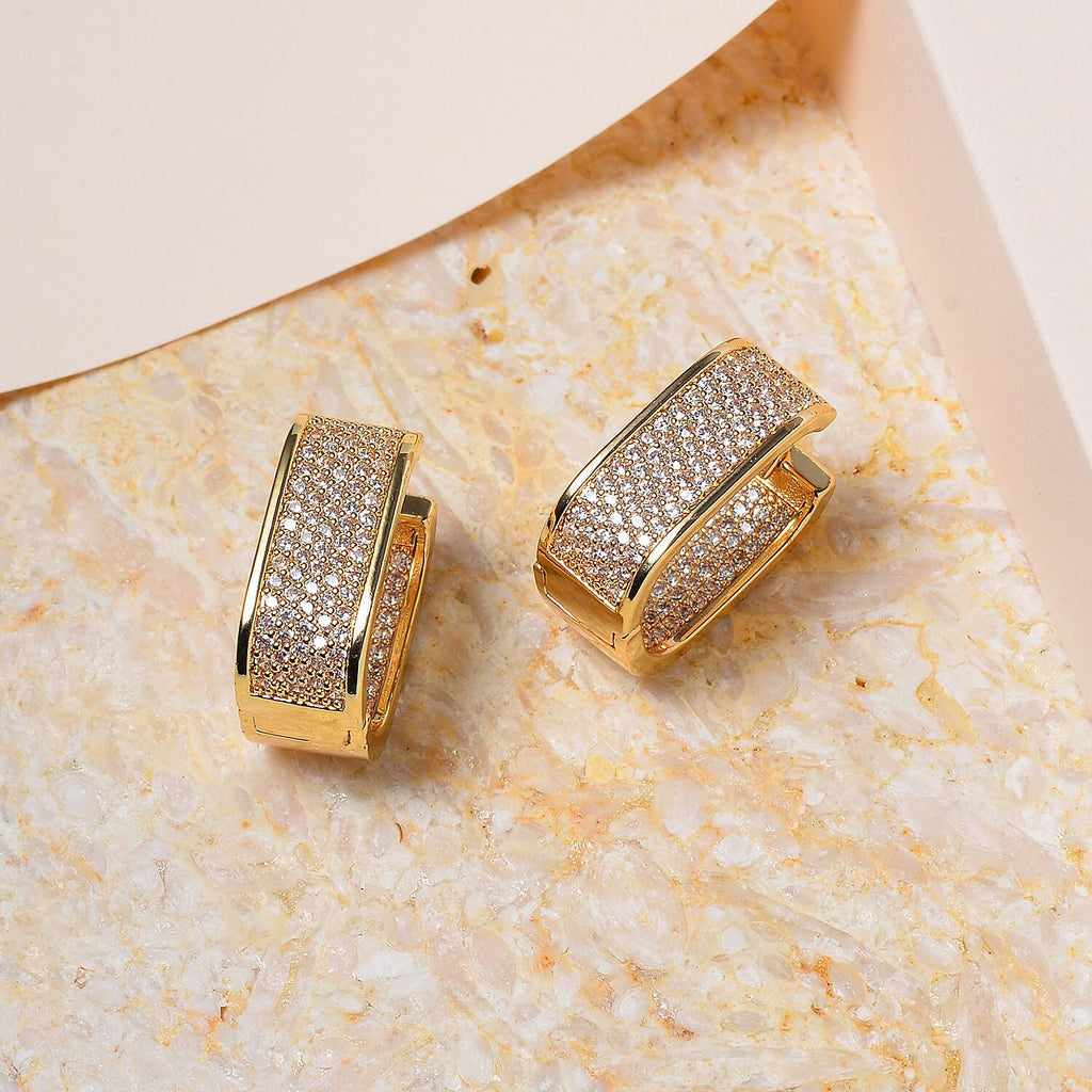 Designer Close Out -White Cubic Zirconia Hoop Earrings