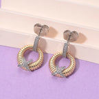 Designer Inspired- White Cubic Zirconia Earring with Push Back in White & Yellow Gold Tone