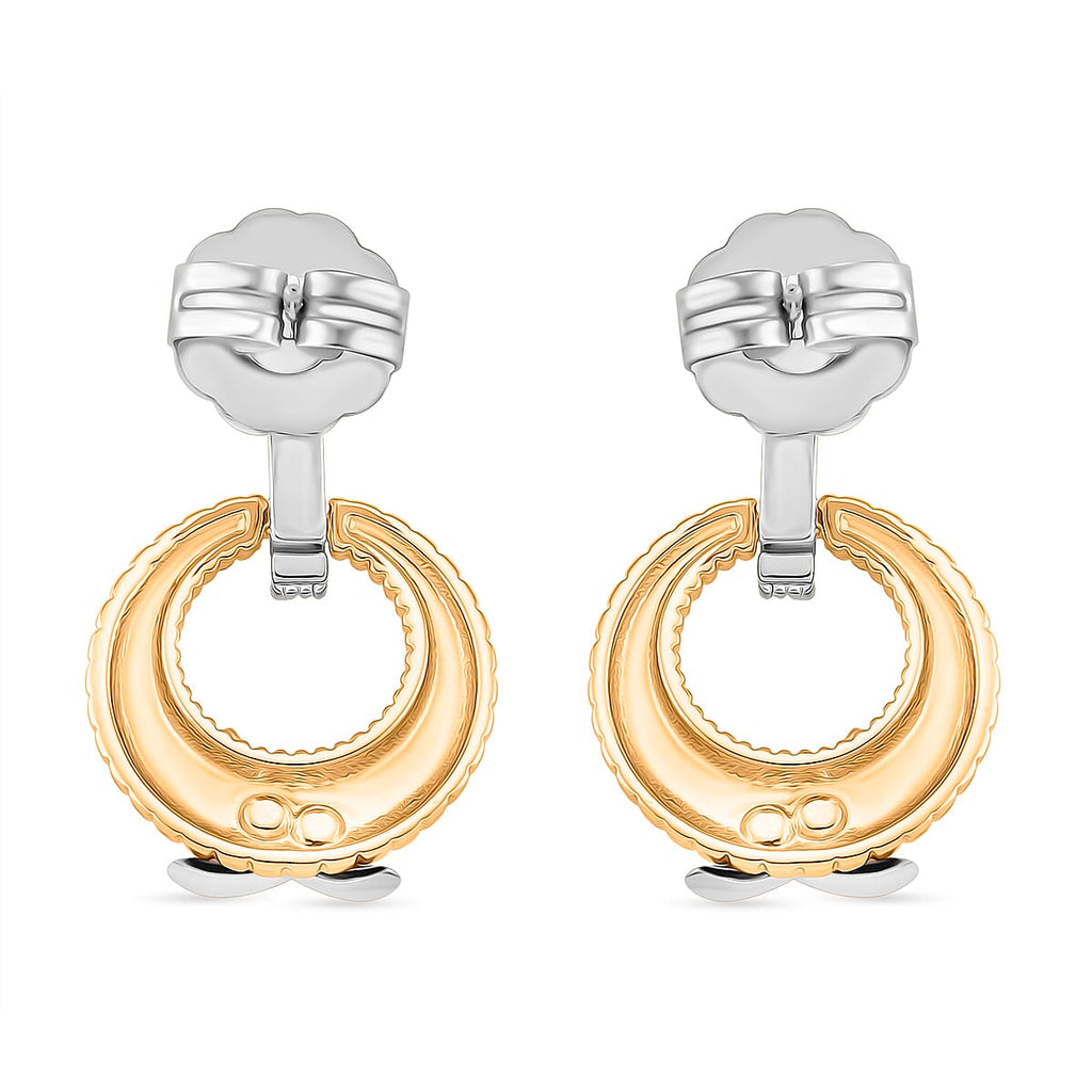 Designer Inspired- White Cubic Zirconia Earring with Push Back in White & Yellow Gold Tone