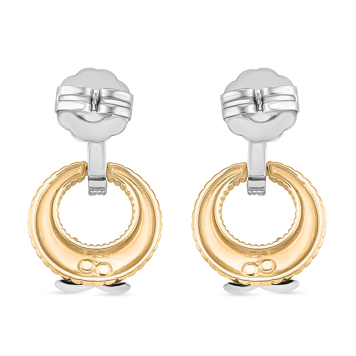 Designer Inspired- White Cubic Zirconia Earring with Push Back in White &amp; Yellow Gold Tone 8143386 5