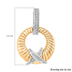Designer Inspired- White Cubic Zirconia Earring with Push Back in White & Yellow Gold Tone
