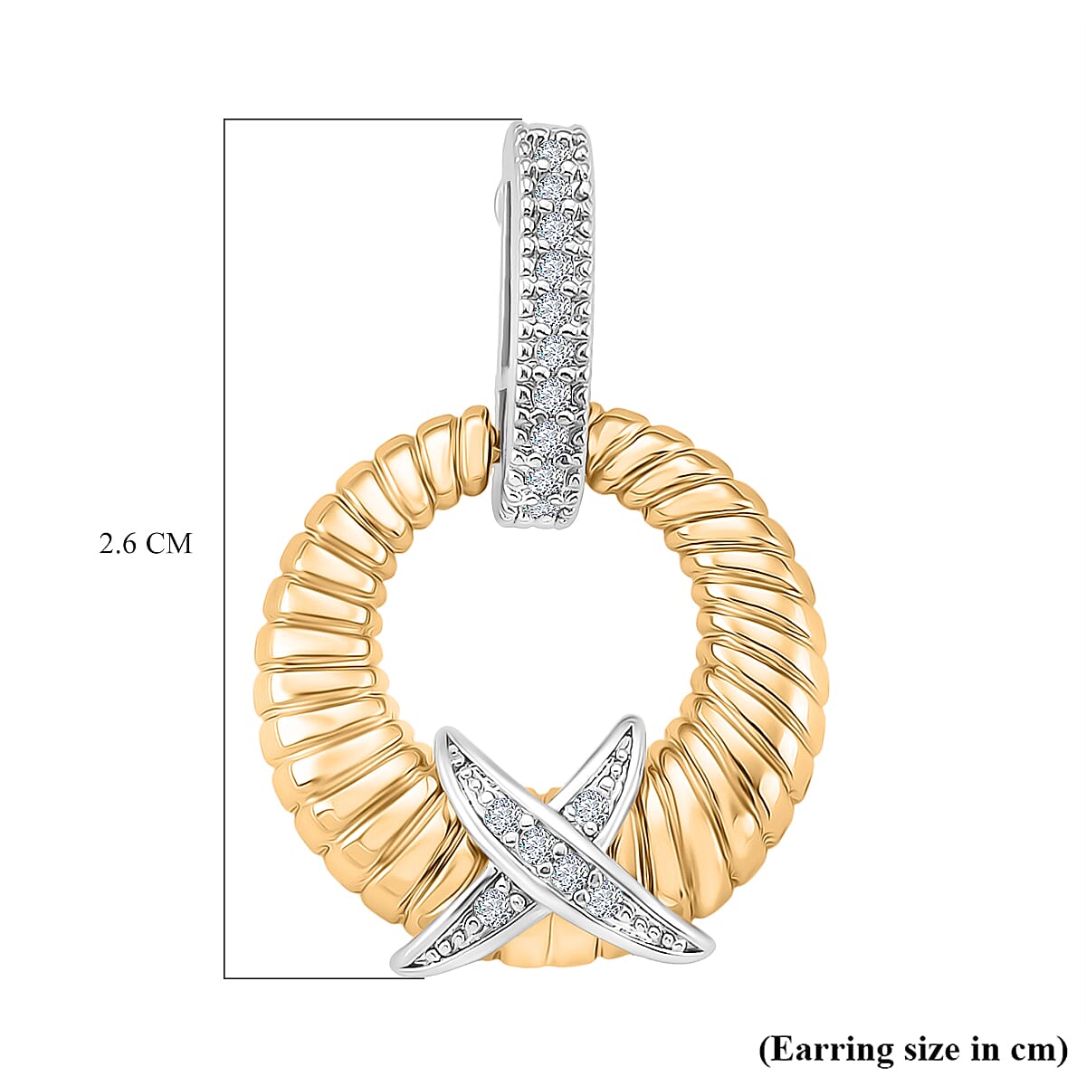 Designer Inspired- White Cubic Zirconia Earring with Push Back in White &amp; Yellow Gold Tone 8143386 6
