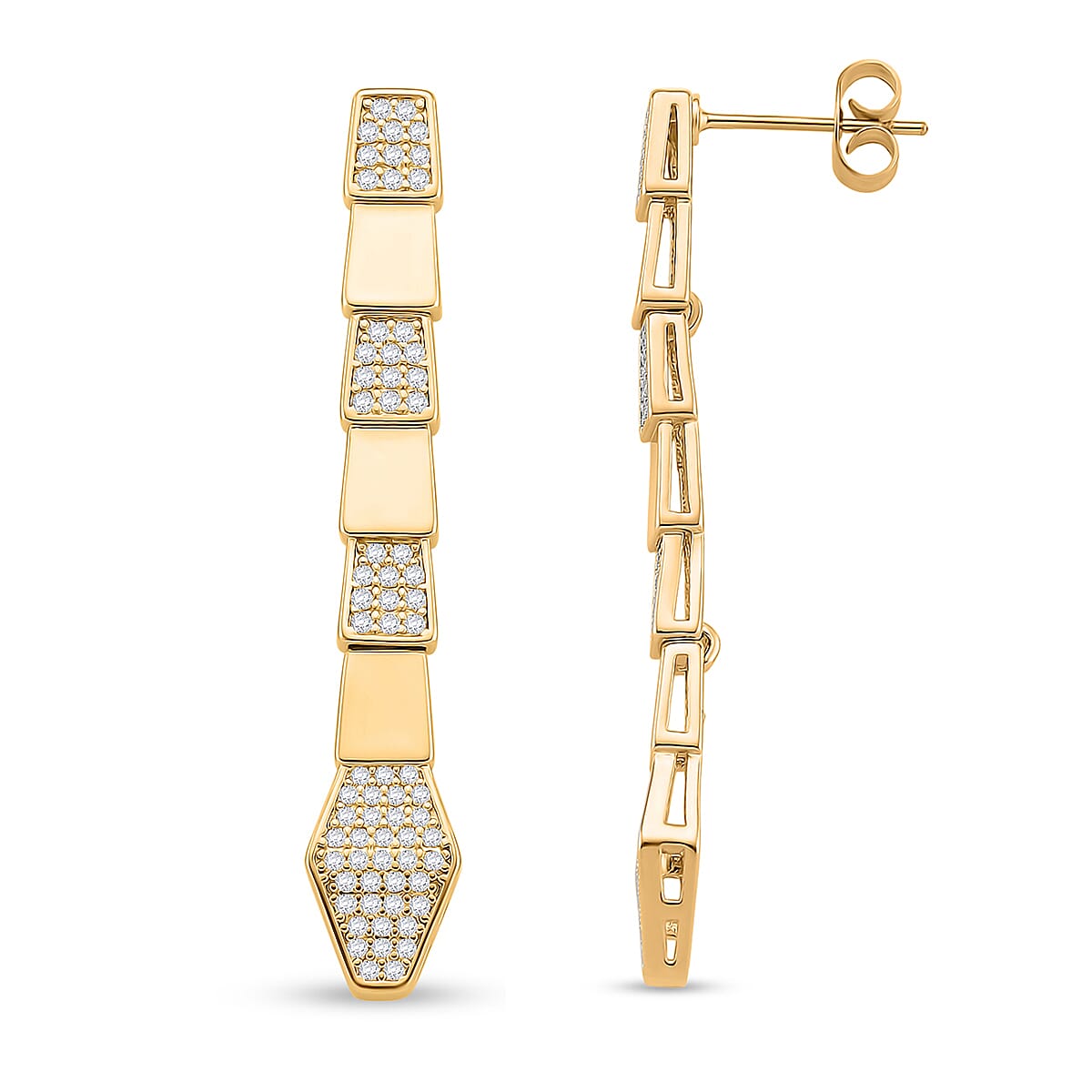 White Cubic Zirconia Earring with Push Back in Yellow Gold Plated 8211525 0